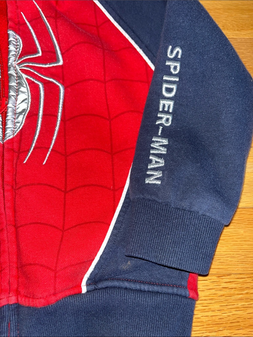 Spiderman Red and Navy Hooded Zip-Up Sweatshirt - Picture 6 of 8
